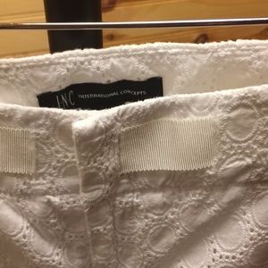 White Embroidered Capri Pants